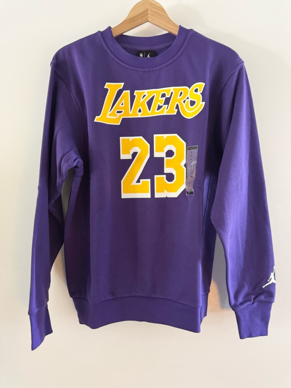 Jordan Purple and Yellow Lakers James 23 sweatshirt NWT mens small